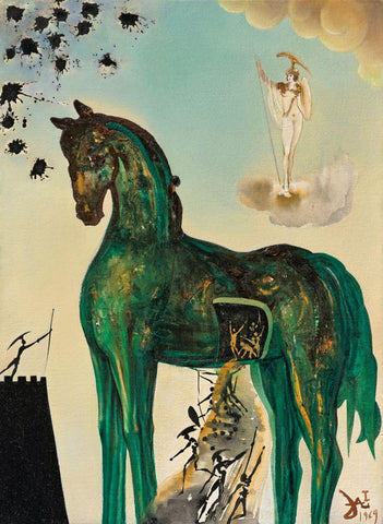 The Trojan Horse (Le Cheval De Troie) - Salvador Dali - Surrealist Painting by Salvador Dali