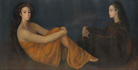 The Two Marias (Las Dos Marias) - Leonor Fini - Surrealist Art Painting - Life Size Posters by Leonor Fini