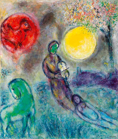 The Violinist Under the Moon (Le Violoniste Sous La Lune) - Marc Chagall - Modernism Painting by Marc Chagall