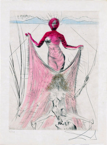 The Woman Holding a Veil from La Venus aux Fourrures (La mujer sosteniendo un velo de La Venus aux Fourrures) - Salvador Dali Painting - Surrealism Art - Framed Prints by Salvador Dali