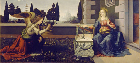 The Annunciation - Life Size Posters by Leonardo da Vinci