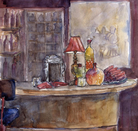 The Still Life Bar In Watercolors by Deepak Tomar