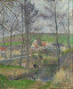 The banks of the Viosne at Osny in grey weather, winter - Canvas Prints