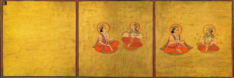 The Emergence of Spirit and Matter from the Shiva Purana- Attributed to Bulaki c1828 - Marwar - Vintage Indian Miniature Painting - Life Size Posters