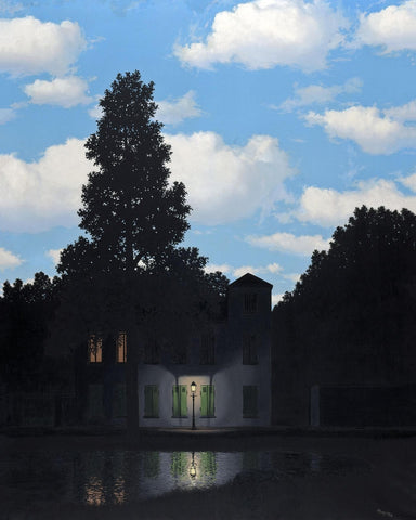 The Empire Of Light (Lempire des Lumières) 1954 – René Magritte Painting – Surrealist Art Painting by Rene Magritte