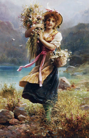 The Flower Girl (Das Blumenmädchen) - Hans Zatzka - Art Prints