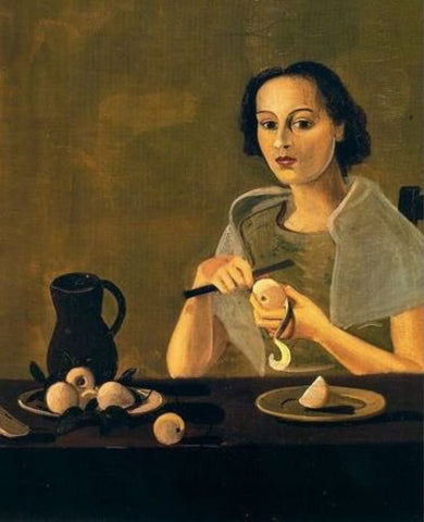 The Girl Cutting Apple - Canvas Prints