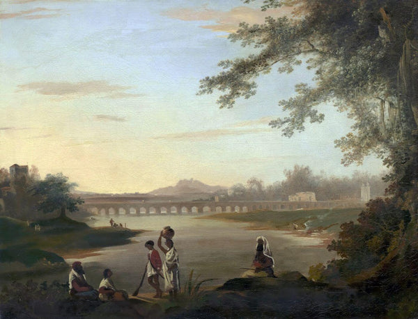 The Marmalong Bridge - Adyar Chennai Madras - William Hodges c 1785 - Vintage Orientalist Painting of India - Canvas Prints