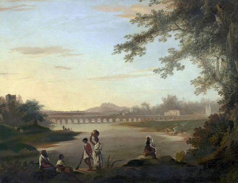 The Marmalong Bridge - Adyar Chennai Madras - William Hodges c 1785 - Vintage Orientalist Painting of India by William Hodge