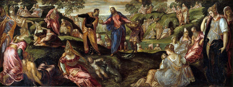 The Miracle Of The Multiplication Of Loaves And Fishes - Jacopo Tintoretto - Christian Art Painting of Jesus - Canvas Prints