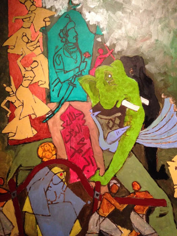 The Mughal Procession by M F Husain