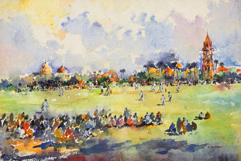 The Oval Bombay - Water Color - Posters by Sayed Haider Raza