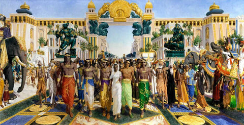 The Pandavas Enter Hastinapur 12X24 - Mahabharat by Tallenge Store