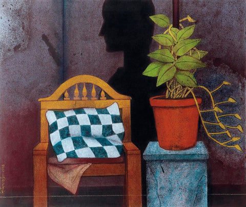 The Plant, The Chair And The Wall - Canvas Prints by Ganesh Pyne