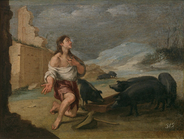 The Prodigal Son Feeding Swine - Bartolome Esteban Murillo - Life Size Posters