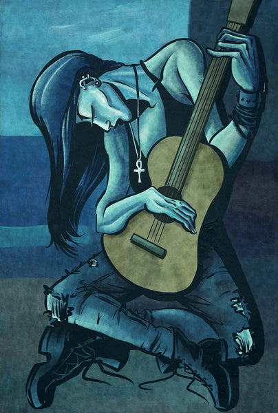 The Punk Guitarist in Picasso Style - Framed Prints