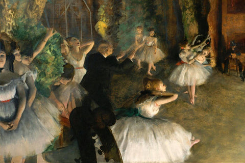 The Rehearsal of the Ballet Onstage 1874 -  Edgar Degas - Canvas Prints