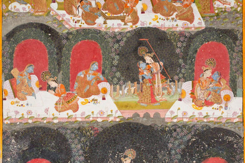 The Reversal of Roles - Rajasthani School c1732 - Vintage Indian Miniature Art Painting - Art Prints