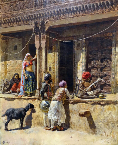 The Soldier Of The Rajah Coming To The Sword Sharpener Of Ahmedabad– Edwin Lord Weeks Painting – Orientalist Art - Life Size Posters by Edwin Lord Weeks