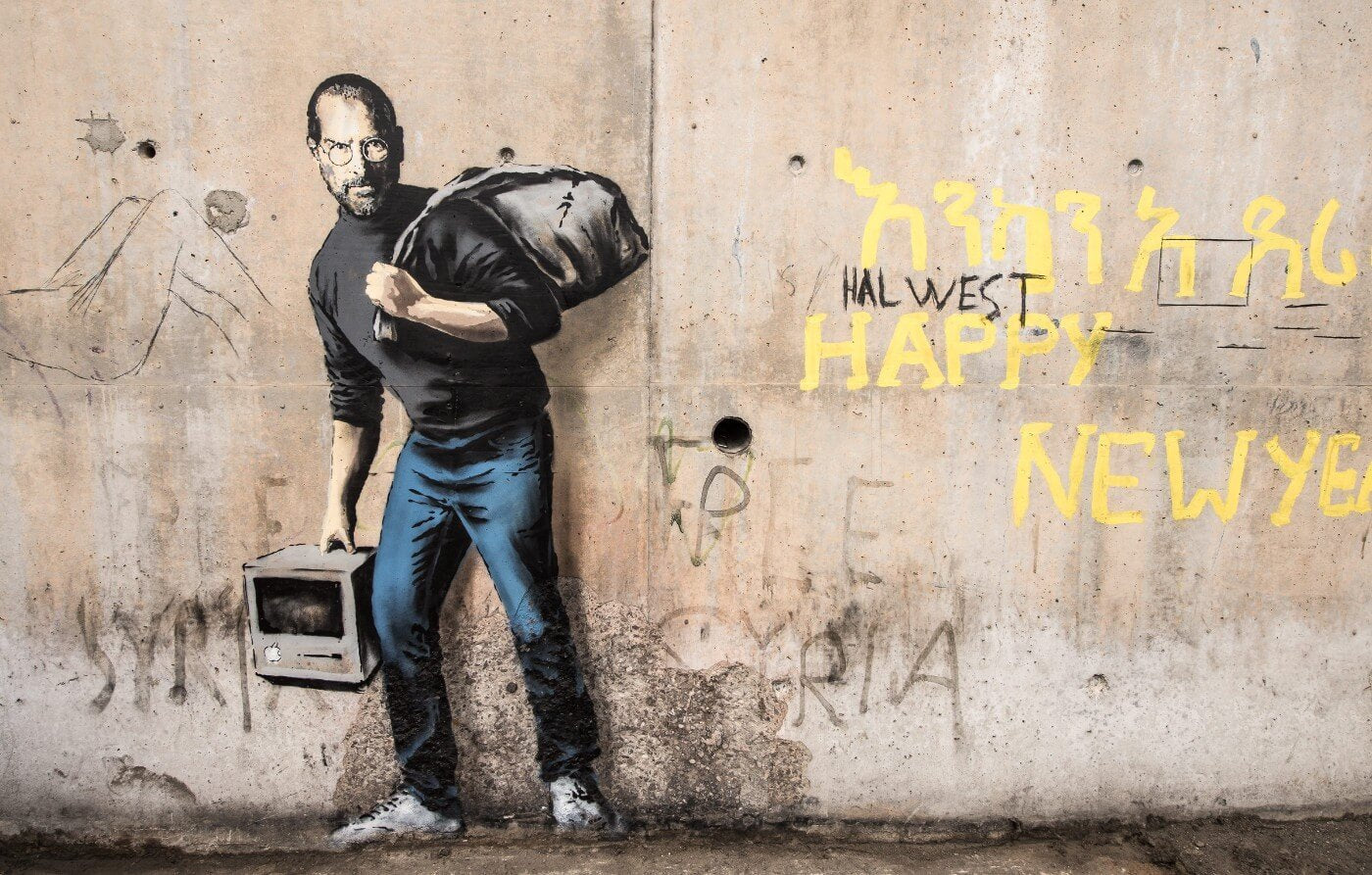 The Son of a Migrant from Syria - Banksy - Framed Prints by Banksy
