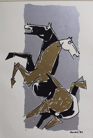 The Two Horses by M F Husain