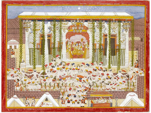 The Worship of Radha and Krishna - Kota School - Indian Vintage Miniature Painting - Life Size Posters