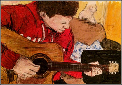 The Young Guitar Player - Framed Prints by Manuel Samson