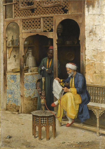 The Coffeehouse, Cairo, 1888 - Arthur von Ferraris - Posters