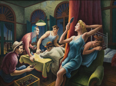 Poker Night (From A Streetcar Named Desire) - Thomas Hart Benton - Realism Painting - Framed Prints
