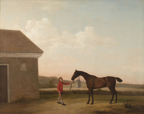 Thoroughbred With A Groom On Newmarket - George Stubbs - Equestrian Horse Painting - Posters by George Stubbs