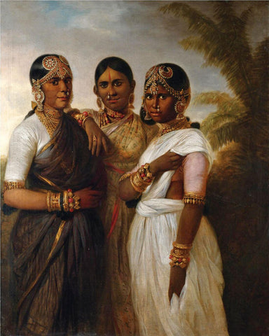 Three Princesses of Mysore  c1806 - Thomas Hickey -  Vintage Orientalist Painting of India - Framed Prints by Thomas Hickey