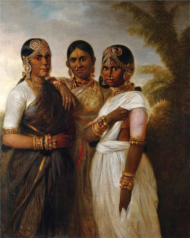 Three Princesses of Mysore  c1806 - Thomas Hickey -  Vintage Orientalist Painting of India by Thomas Hickey