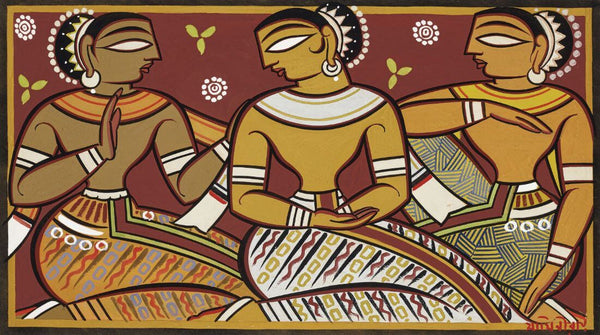 Three Seated Women - Jamini Roy - Bengal Art Painting - Large Art Prints