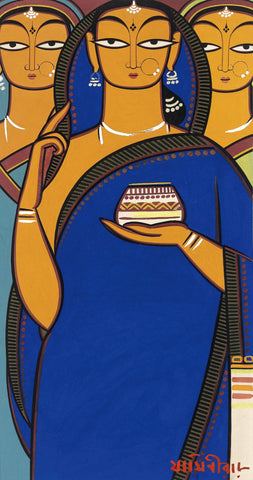 Jamini Roy - Three Women (A Bride And Her Two Companions) - Art Prints