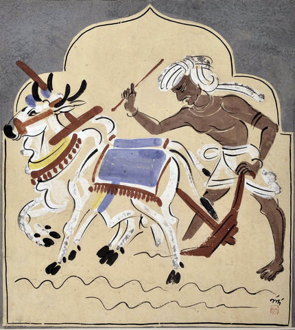 Tiller Of The Soil - Nandalal Bose - Bengal School Indian Painting by Nandalal Bose