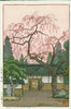 Toshi Yoshida - Cherry Blossoms By the Gate - Japanese Woodblock Print - Canvas Prints