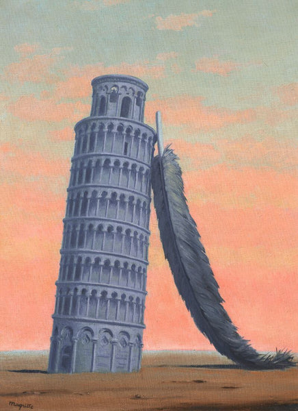 Travel Souvenir (Tower Of Pisa ) - René Magritte Painting - Framed Prints