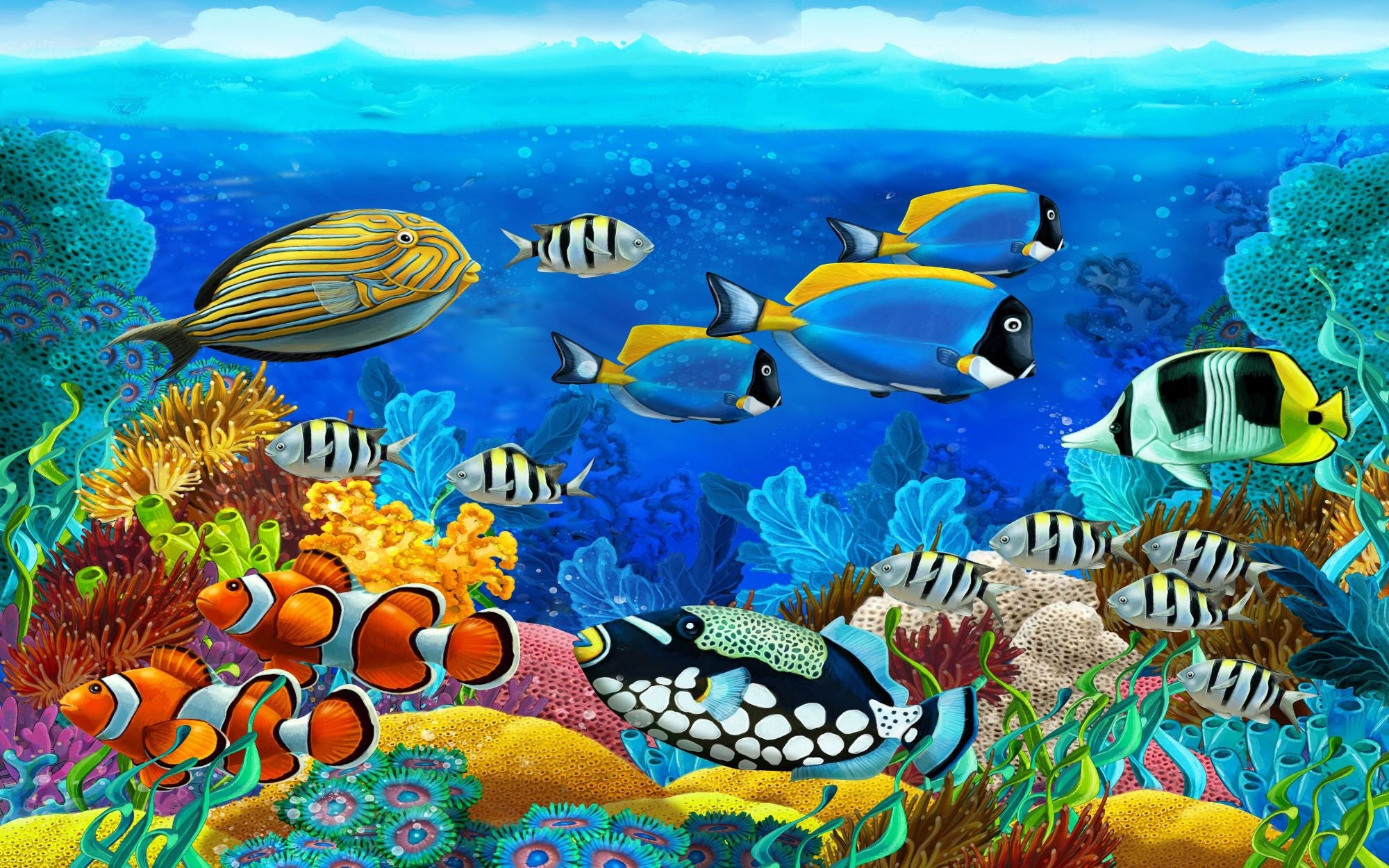 Tropical Colorful Fish Large Art Prints