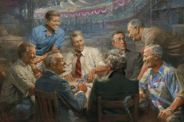 True Blues (Featuring Democratic Presidents Playing Poker) - Contemporary Art Painting - Posters