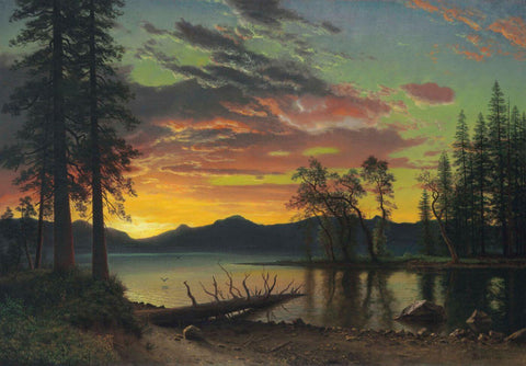 Twilight Lake Tahoe - Albert Bierstadt - Landscape Painting - Canvas Prints by Albert Bierstadt
