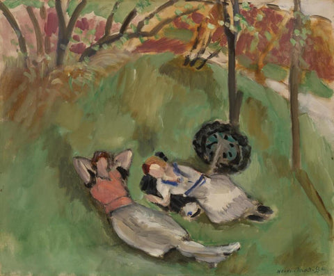 Two Figures Reclining in a Landscape (Deux personnages allongés dans un paysage) – Henri Matisse Painting - Posters