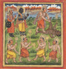 Two Jain Tirthankaras, Bhima Killing Jalasandra And A Tantric Figure Of Ganesh - 19Th Century -  Vintage Indian Miniature Art Painting - Large Art Prints