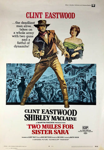 Two Mules For Sister Sara - Clint Eastwood -  Hollywood Classic Western Movie Poster - Posters