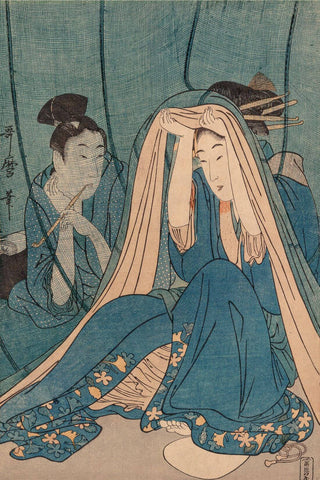Two Women Under A Mosquito Net - Kitagawa Utamaro - Japanese Edo period Ukiyo-e Woodblock Print Art Painting by Kitagawa Utamaro
