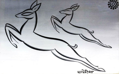Two Deers - Posters by Jamini Roy
