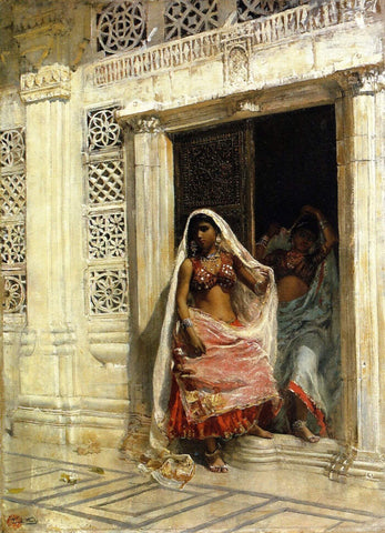 Two Nautch Girls - Edwin Lord Weeks - Vintage Indian Orientalist Painting by Edwin Lord Weeks