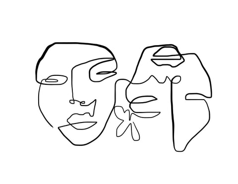 Two Of Us - Minimalist Line Art Painting - Canvas Prints