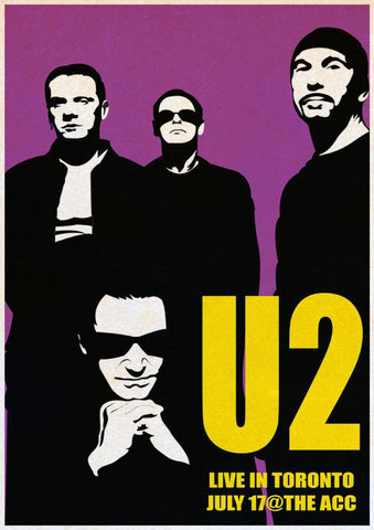U2 Live in Toronto - Retro Graphic Music Concert Poster by Jacob George