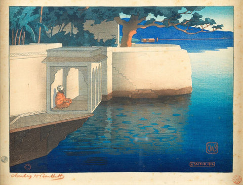 Udaipur, Rajasthan - Charles W Bartlett - Vintage 1916 Orientalist Woodblock India Painting by Charles Bartlett