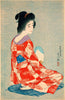 Under Robe (Nagajuban) - Torii Kotondo - Japanese Oban Tate-e print Painting - Canvas Prints
